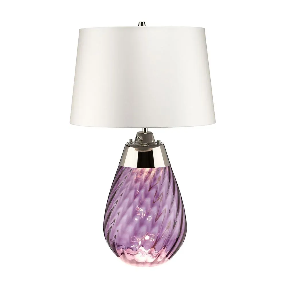 Lampe de table Elstead Lighting (LENA-TL-S-PLUM-OWSS) Verre Lena, finition satinée lisse, métal Culot E27