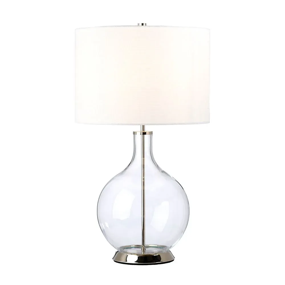 Lampe de table Elstead Lighting (ORB-CLEAR-PN-WHT) Verre sphérique, acier, imitation lin E27