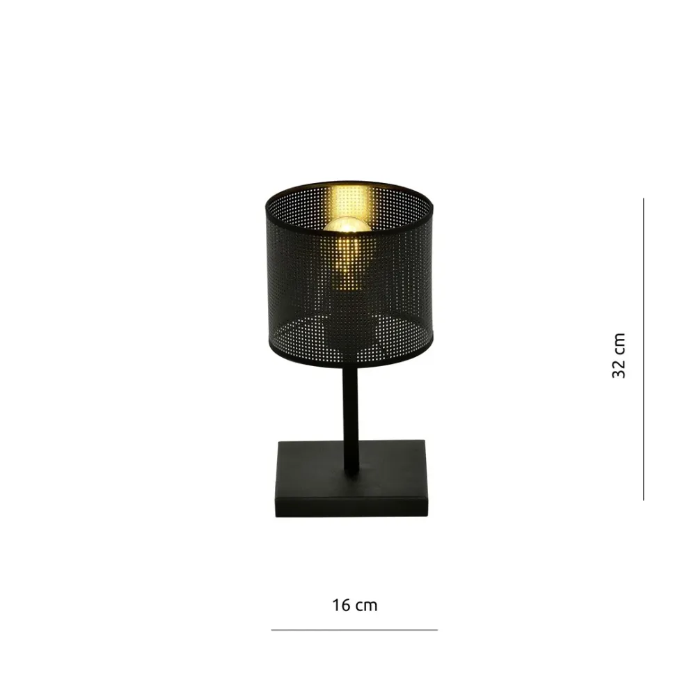 Lampe de table JORDAN 1L, D15 noir, E27 Emibig