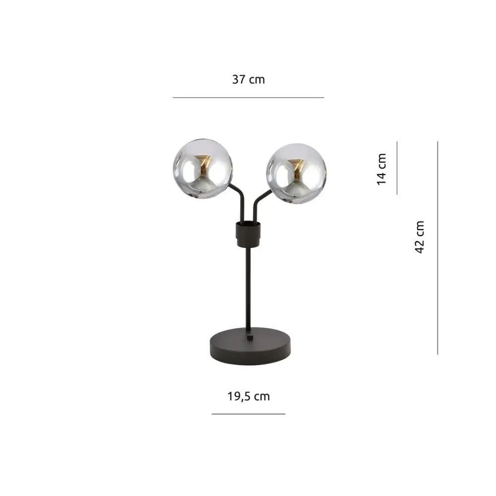 Lampe de table NOVA 2L, D14 noir, E14 Emibig