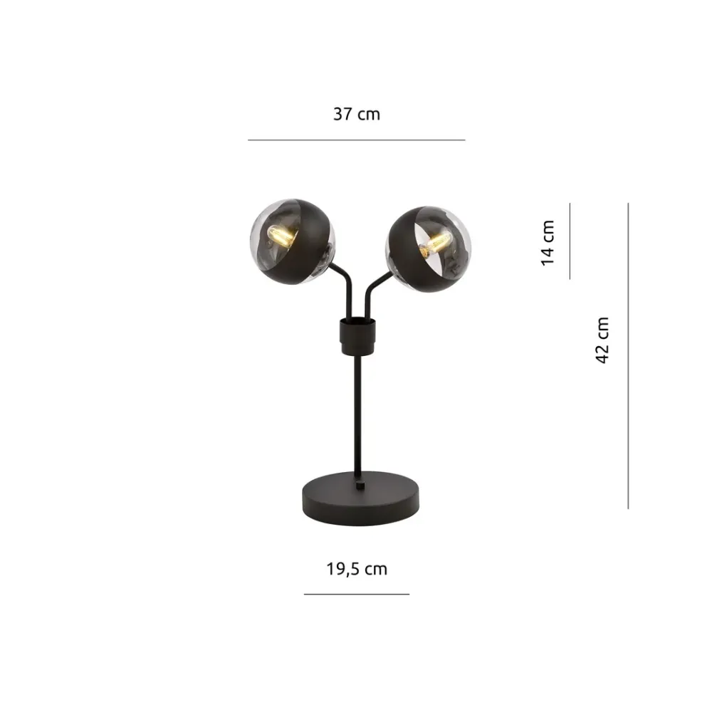 Lampe de table NOVA 2L, D14 noir, E14 Emibig
