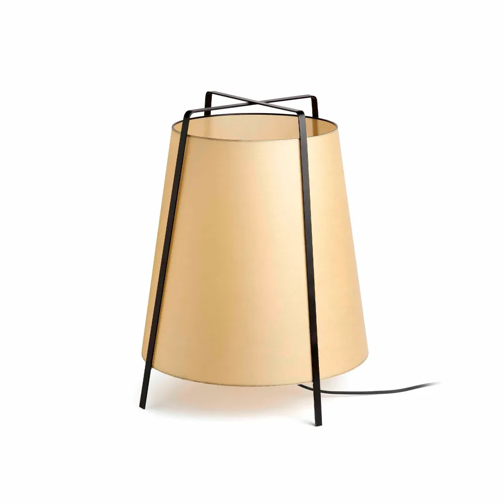 Lampe de table FARO Barcelona Akane, acier noir mat, douille E27, hauteur 59,5 cm