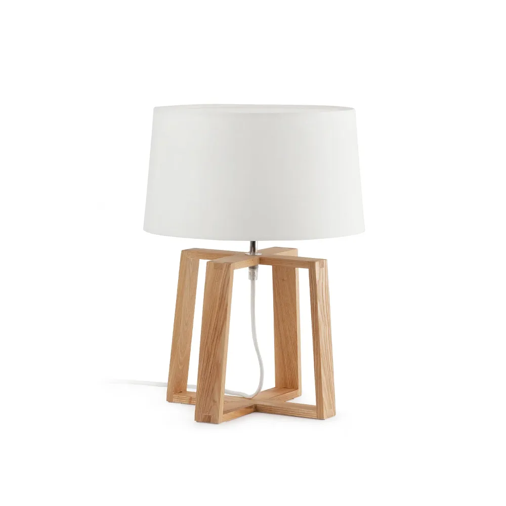 Lampe de table FARO Barcelona Bliss en bois de frêne, douille E27, hauteur 44 cm