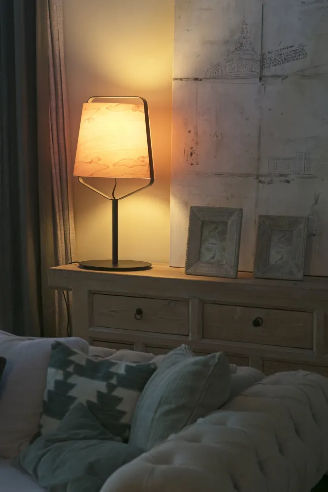 Lampe de table sur pied FARO Barcelona, acier noir mat, douille E27, hauteur 71 cm