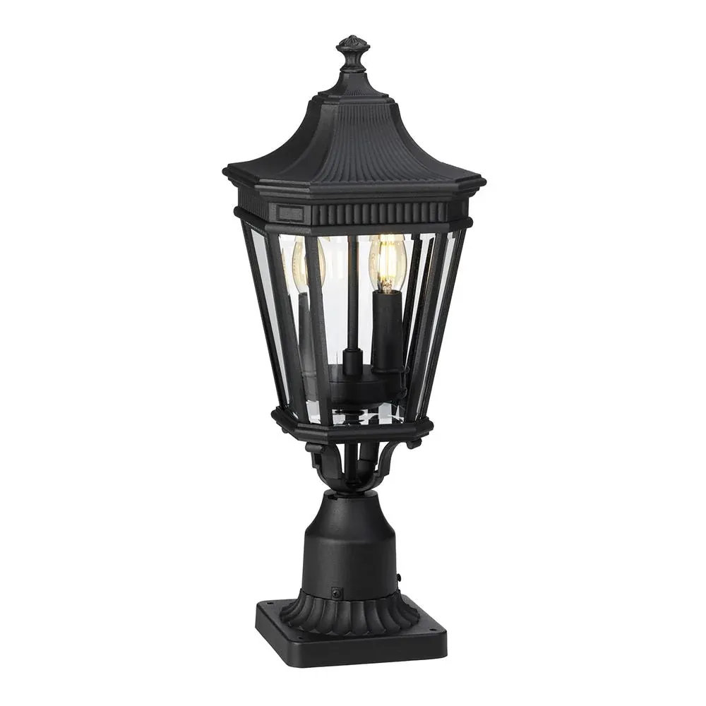 Lampe de table d'extérieur Feiss (FE-COTSLN3-M-BK) Cotswold Lane en aluminium moulé sous pression, verre E14 2L