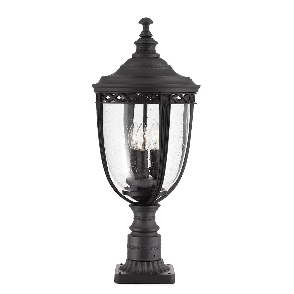 Lampe de table d'extérieur Feiss (FE-EB3-L-BLK) en acier à bride anglaise, verre pressé E14 3L