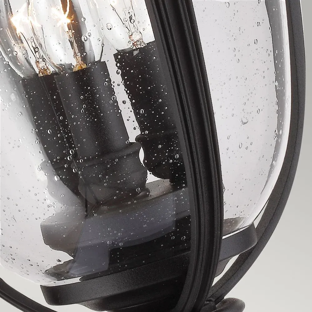 Lampe de table d'extérieur Feiss (FE-EB3-L-BLK) en acier à bride anglaise, verre pressé E14 3L