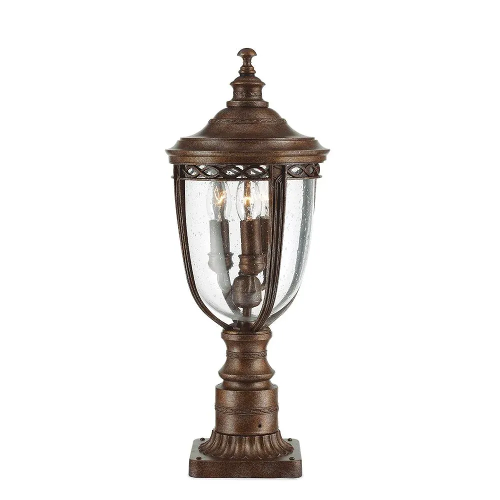 Lampe de table d'extérieur Feiss (FE-EB3-M-BRB) en acier à bride anglaise, verre pressé E14 3L