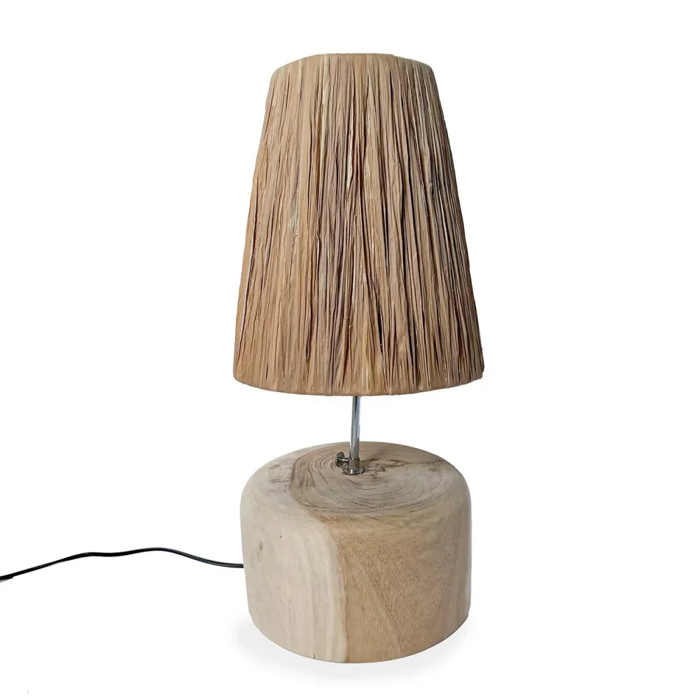 GRASS Lampe de table en bois de teck - Naturel