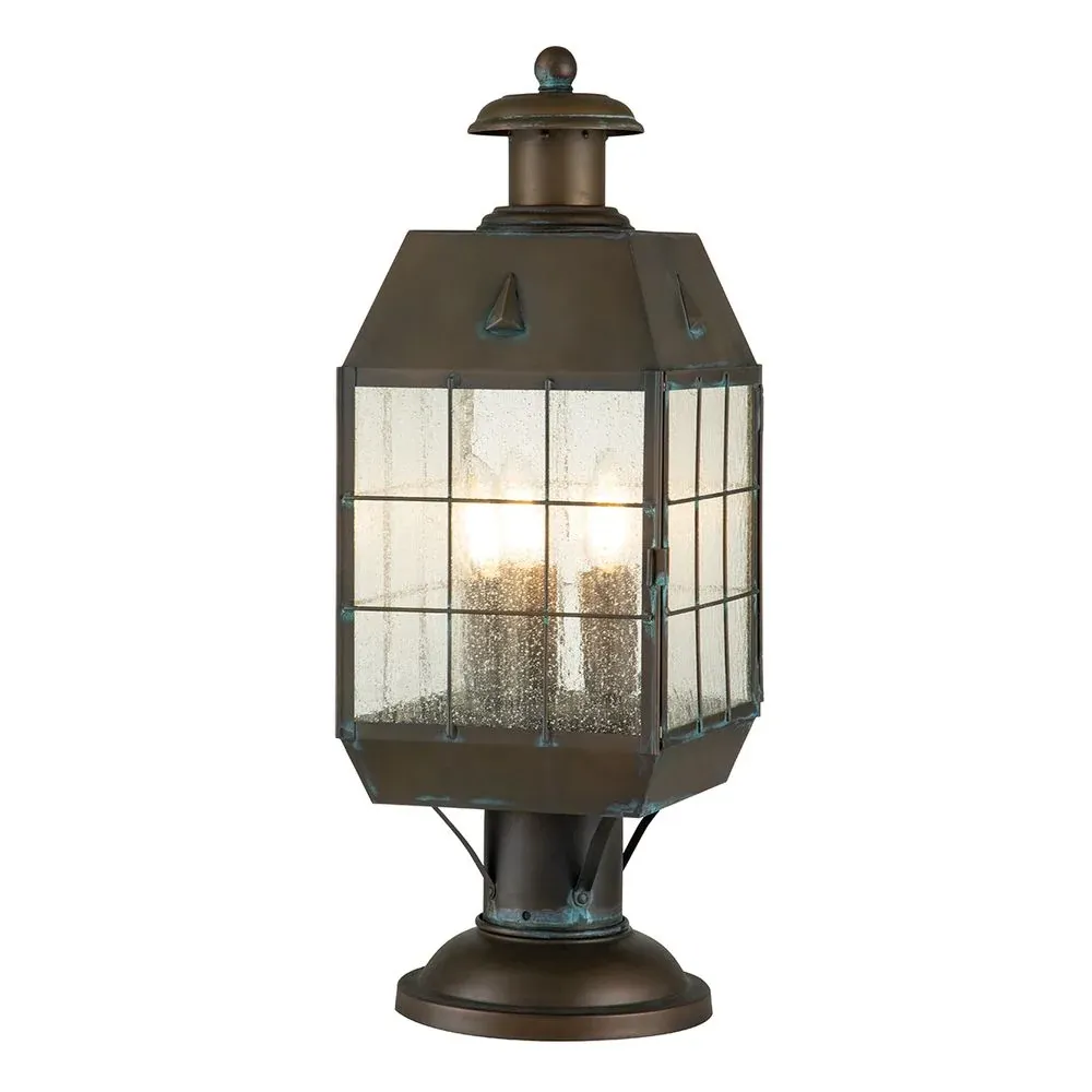 Lampe de table d'extérieur Hinkley Nantucket 3L en laiton massif, verre clair bullé E14