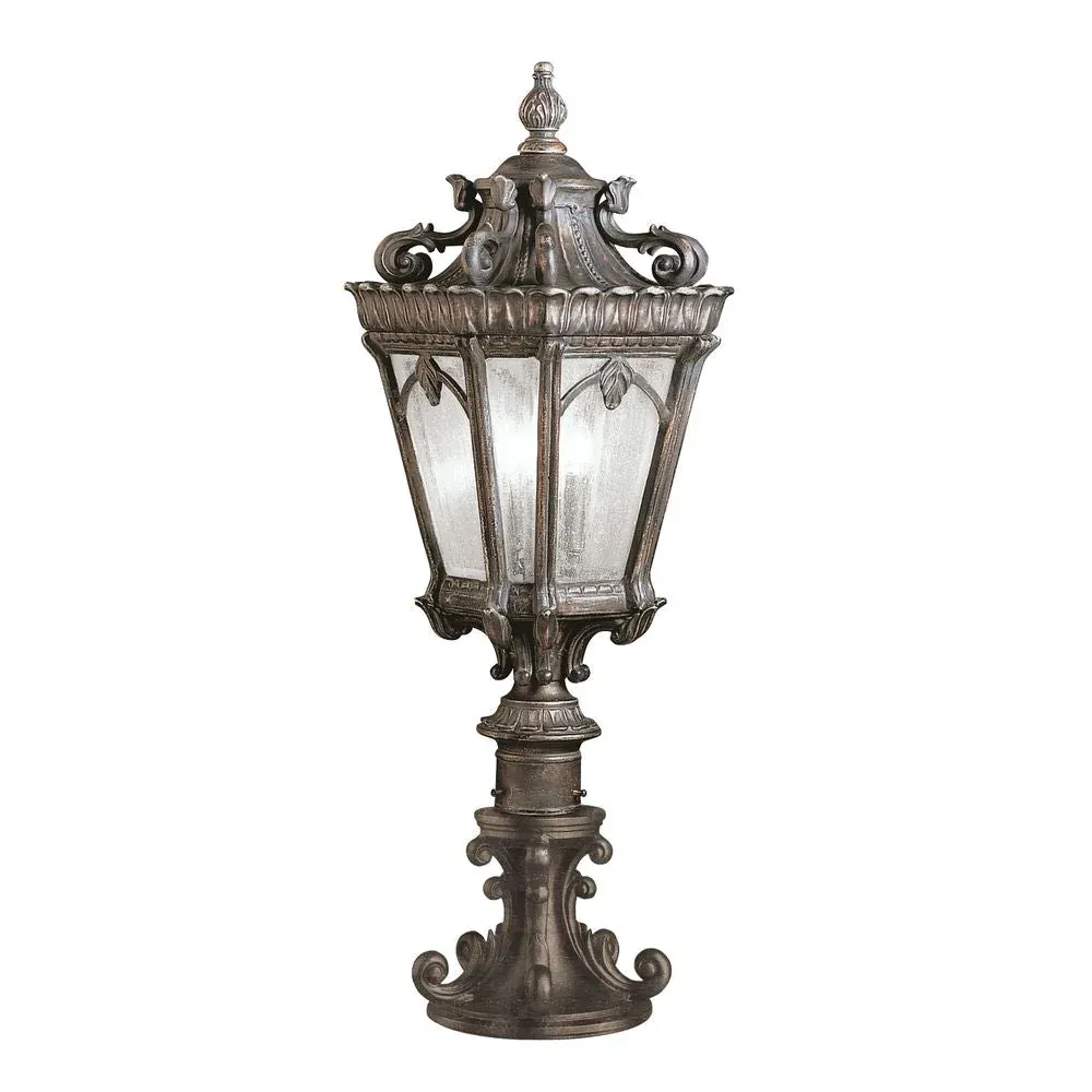 Lampe de table d'extérieur Kichler (KL-TOURNAI3-L) Tournai en fonte d'aluminium, verre bullé E14 2L