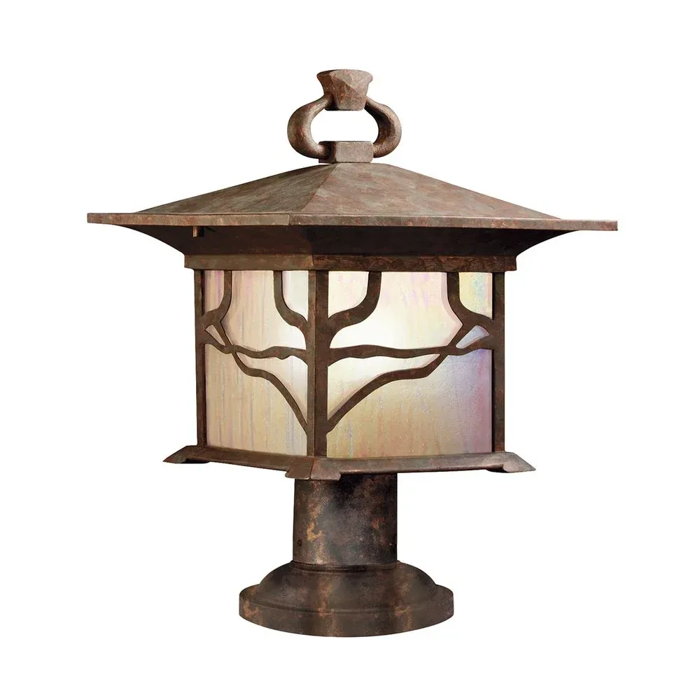 Lampe de table d'extérieur Kichler (QN-MORRIS3) Morris en aluminium, intérieur en verre irisé gravé et bullé E27