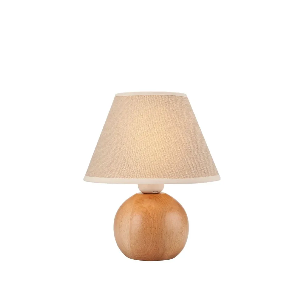 Lampe de table Lamkur en acier et bois clair E27 H 24 cm Light