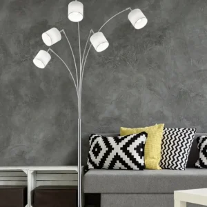Lampadaire Tommy nickel/blanc 5L R46330501