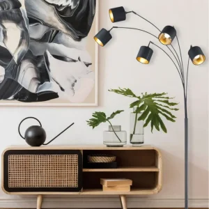 Lampadaire Tommy noir/or 5L R46330579