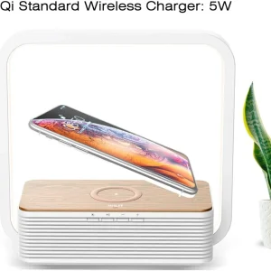 Lampe de chevet design avec chargeur sans fil et enceinte
