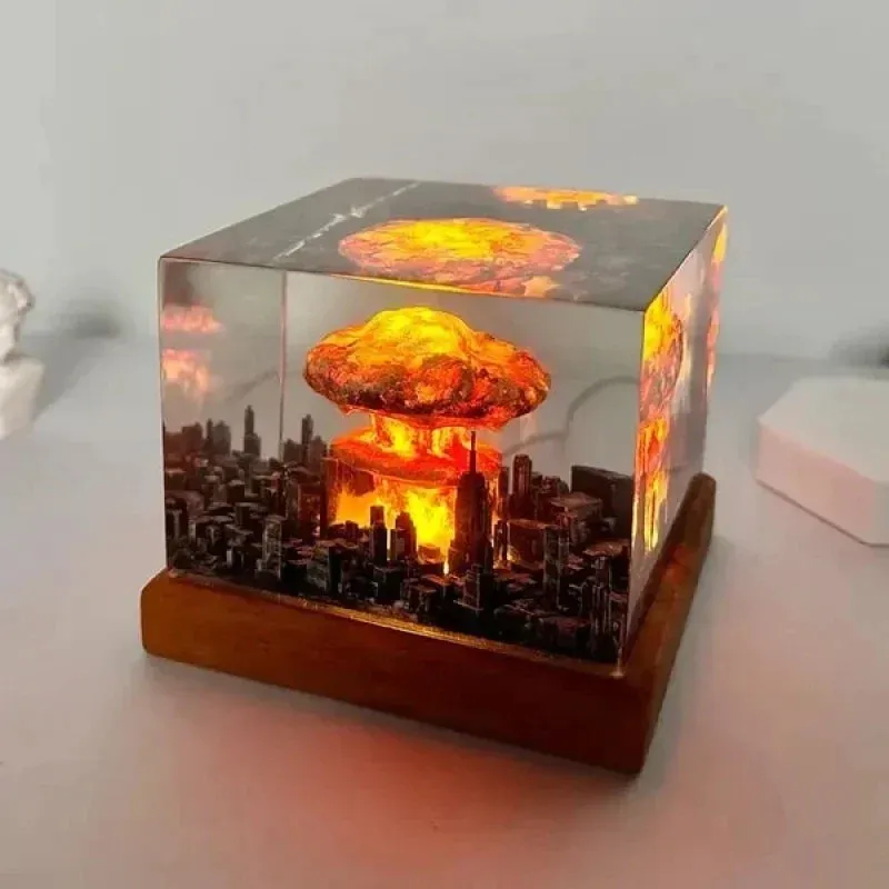Lampe 3D sans flamme, bombe à Explosion nucléaire, nuage de champignons, lampe sans flamme pour décoration de salon de cou...
