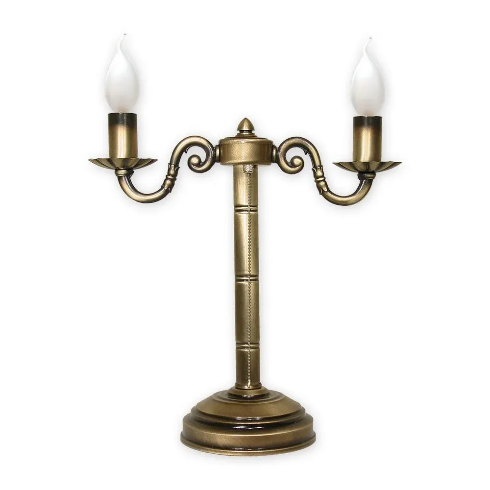 Lampe de table Lemir Prima 2xE14 acier/zamak patiné