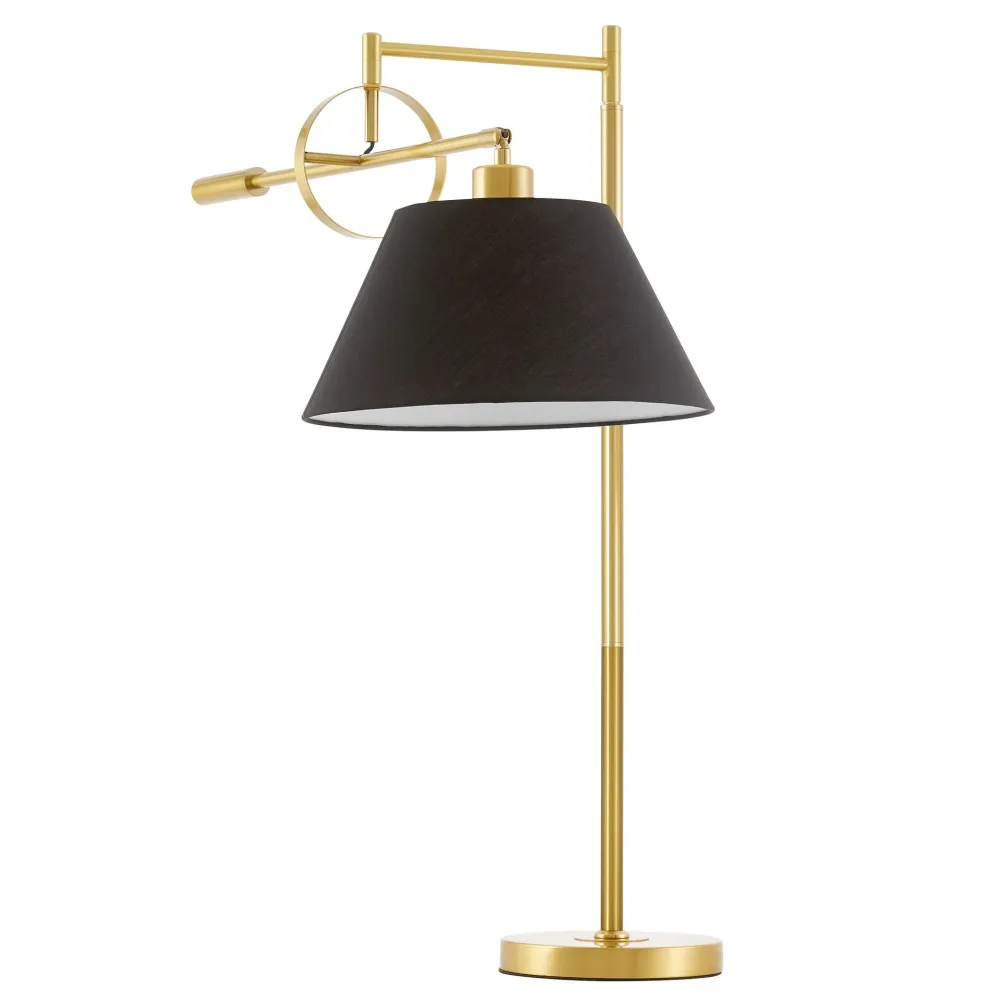 Lampe de lecture de table Lumina Deco Turin 1L, douille E27, hauteur 76 cm Black