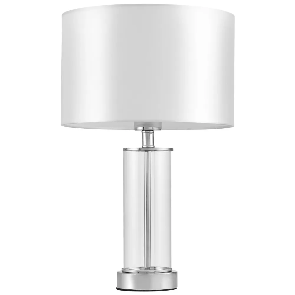 Lampe de table Lumina Deco Leona 1L, culot E27, diamètre 28 cm Chrome