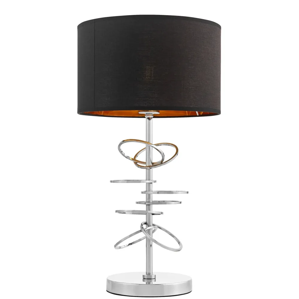 Lampe de table Lumina Deco Milari 1L E27, H 56cm Chrome