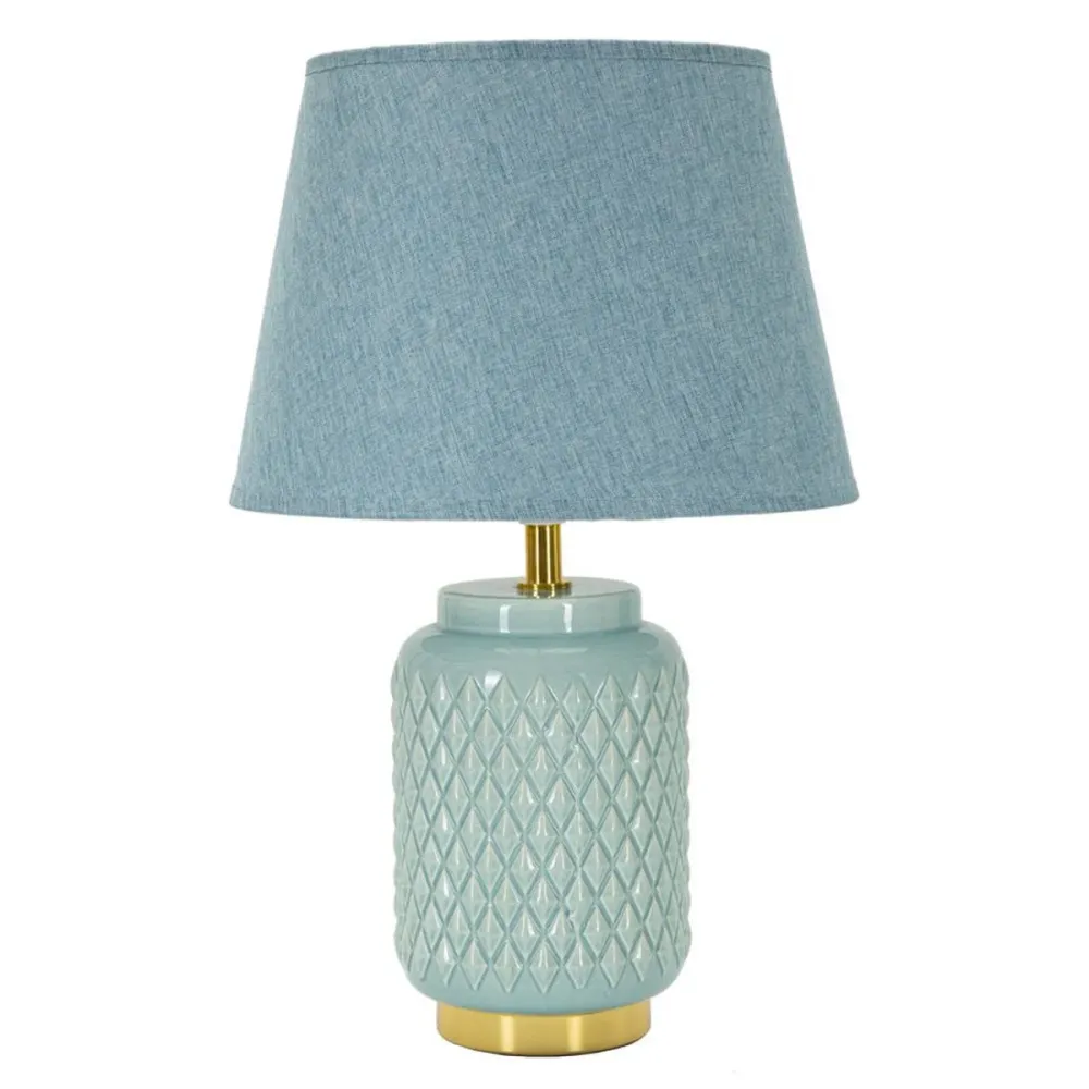 Lampe de chevet bleu clair à motif diamant en relief Mauro Ferretti