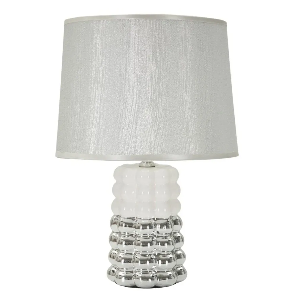 Lampe en céramique blanche et argentée à la structure sphérique élégante Mauro Ferretti