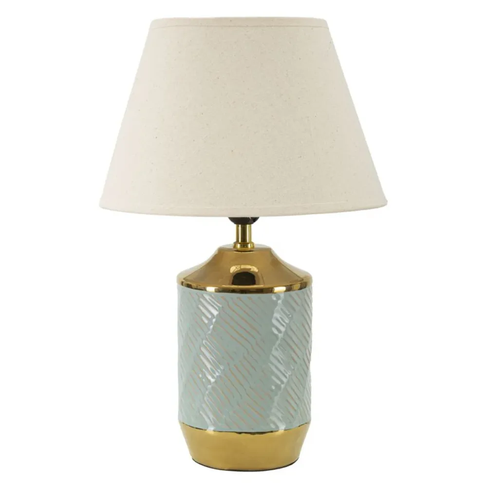 Lampe en céramique bleu clair avec accents dorés Mauro Ferretti