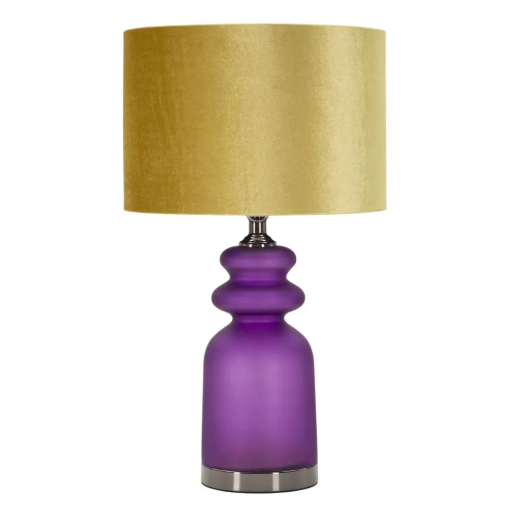 Lampe de luxe en verre violet avec diffuseur de lumière en velours doré Mauro Ferretti
