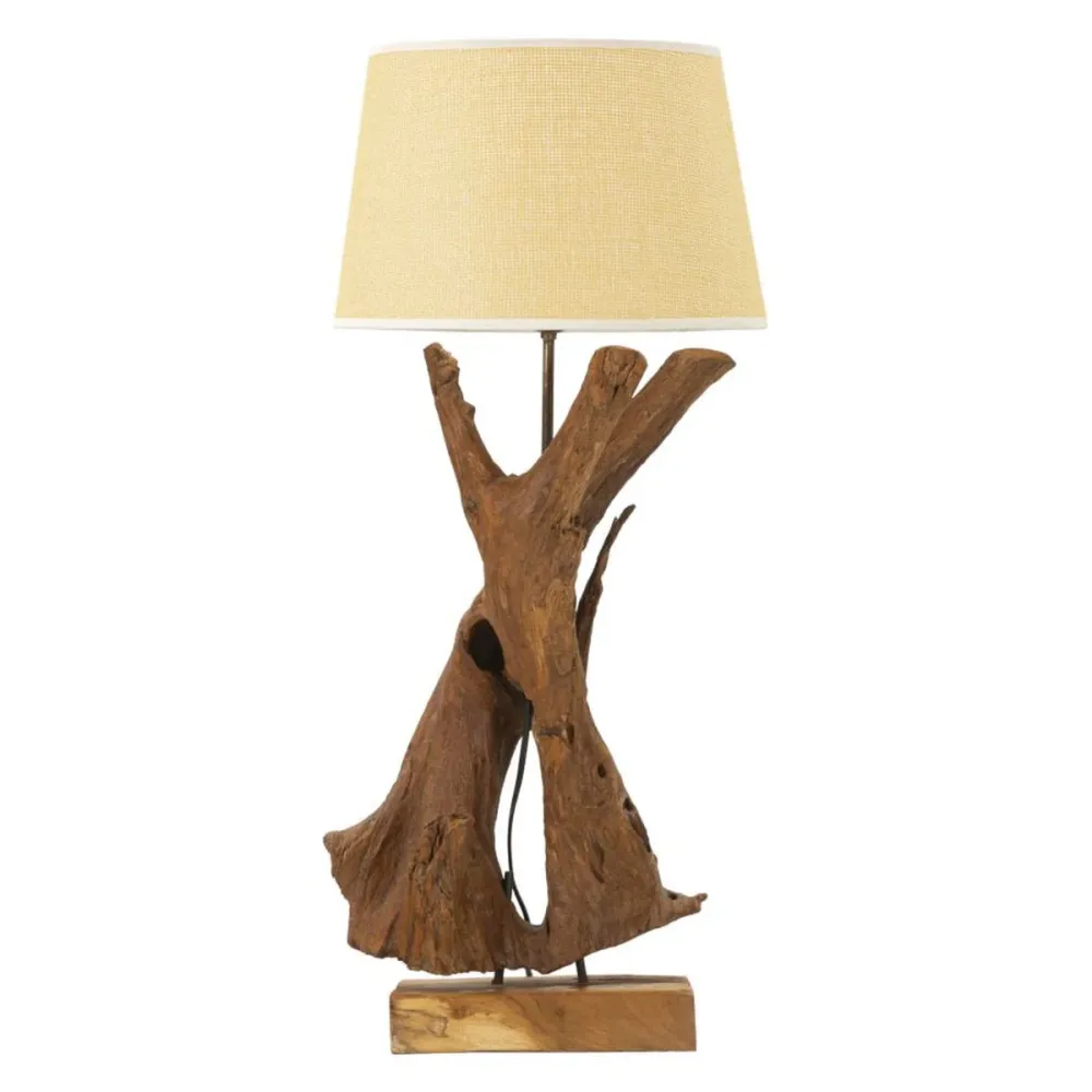 Lampe de table artisanale en teck recyclé – Pièce unique et naturelle Mauro Ferretti