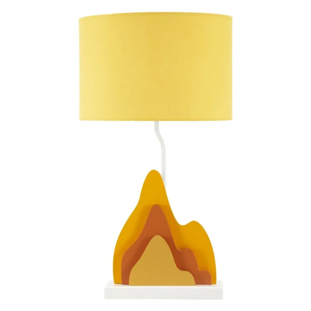 Lampe de table en bois inspirée des flammes avec abat-jour en tissu chaud Mauro Ferretti