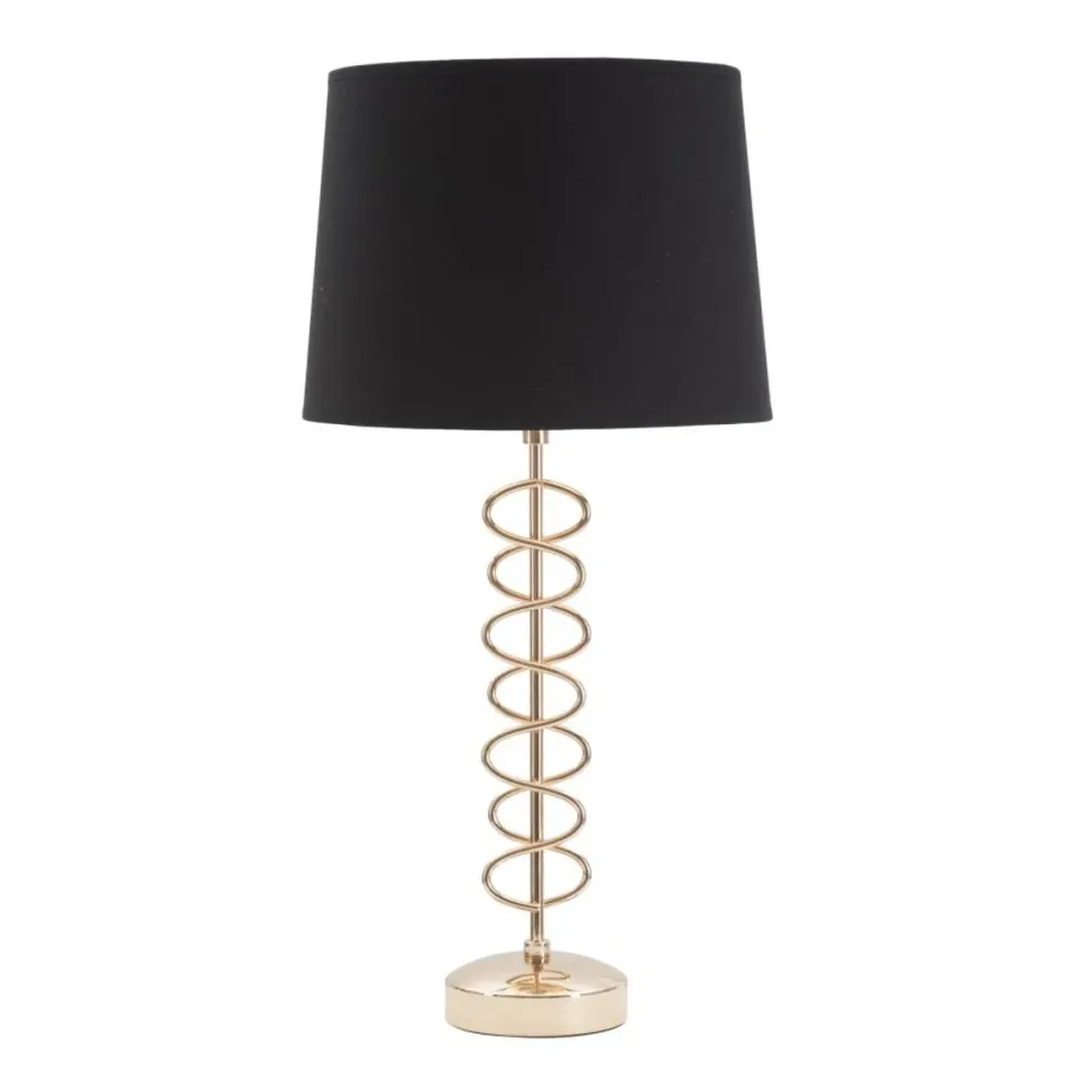 Lampe de table contemporaine dorée avec abat-jour noir Mauro Ferretti