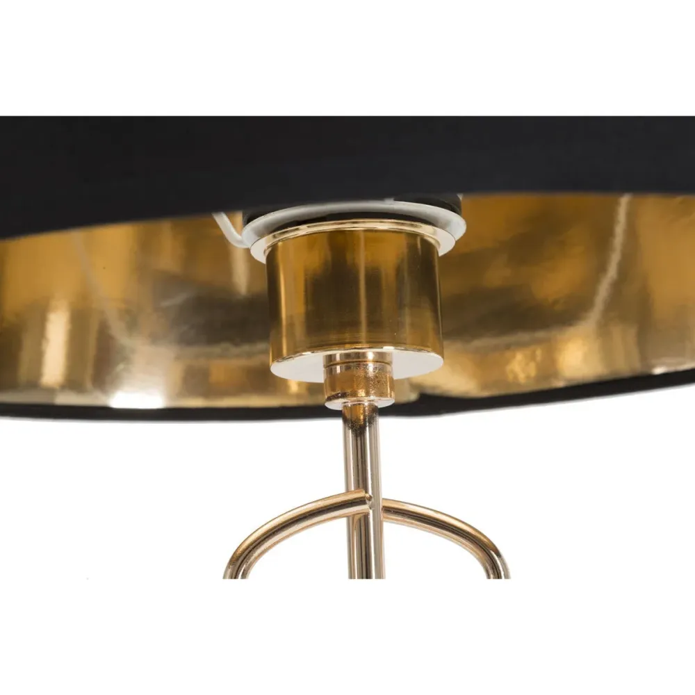 Lampe de table contemporaine dorée avec abat-jour noir Mauro Ferretti