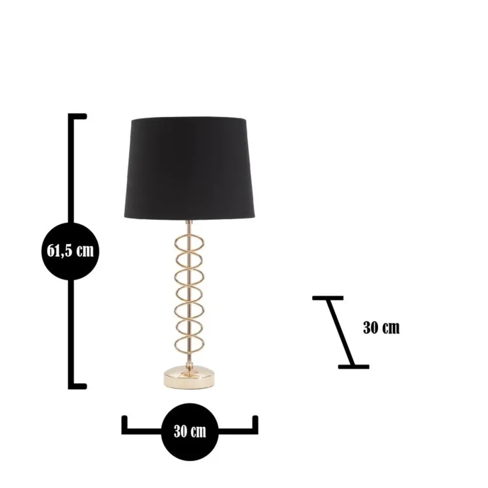 Lampe de table contemporaine dorée avec abat-jour noir Mauro Ferretti