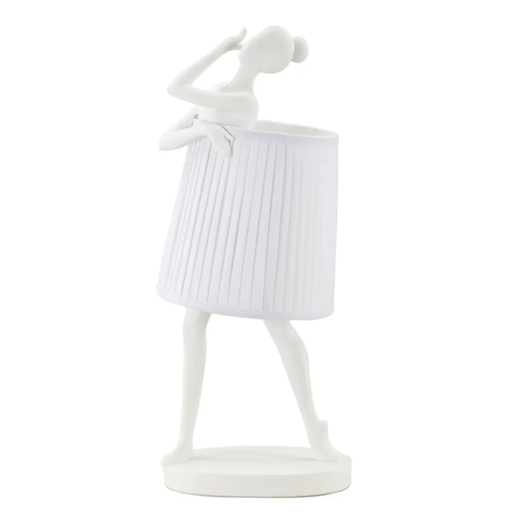 Lampe de table Dancer en résine avec abat-jour en tissu blanc Mauro Ferretti