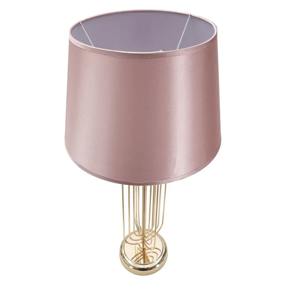 Lampe de table dorée avec abat-jour rose – Accessoire glamour et moderne Mauro Ferretti