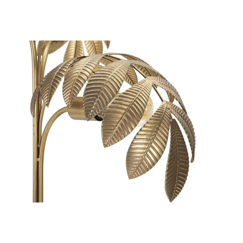 Lampe de table dorée à 3 lumières et pied inspiré d'une feuille Mauro Ferretti