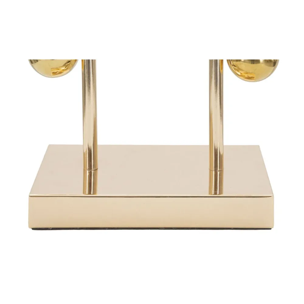 Lampe de table linéaire dorée avec sphères décoratives et abat-jour noir Mauro Ferretti