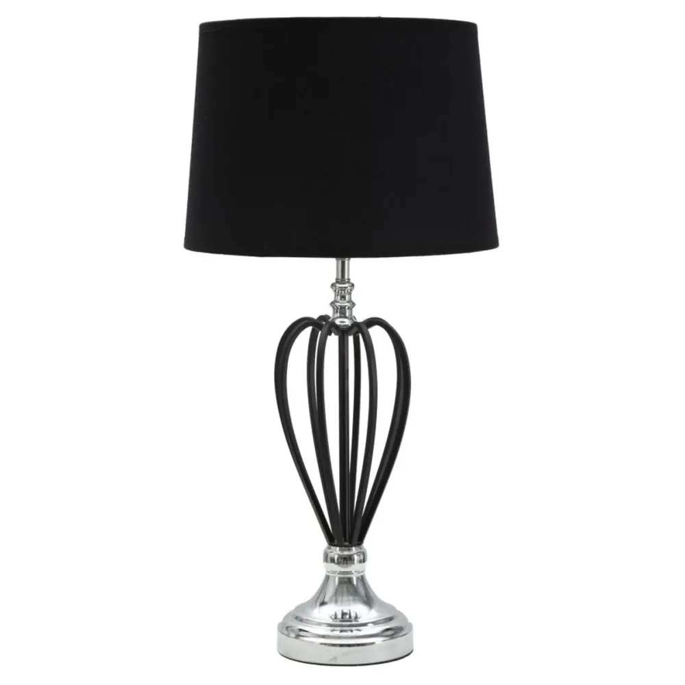 Lampe de table noire glamour avec abat-jour en tissu noir – Accessoire élégant Mauro Ferretti