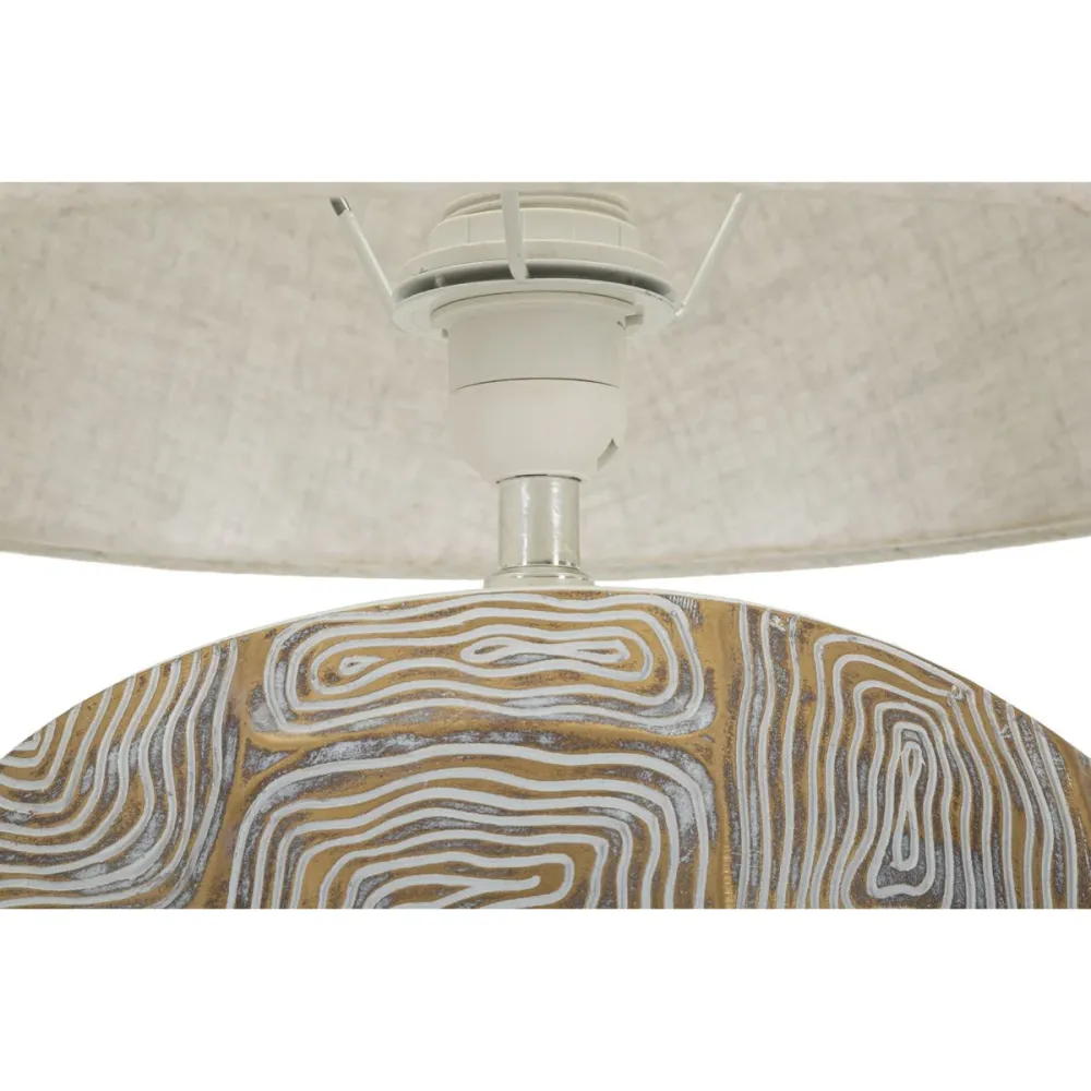 Lampe de table en résine beige avec motif géométrique en relief Mauro Ferretti