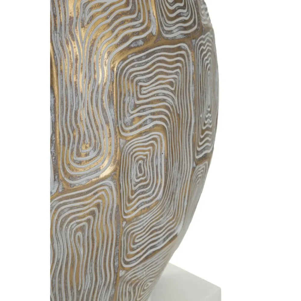 Lampe de table en résine beige avec motif géométrique en relief Mauro Ferretti