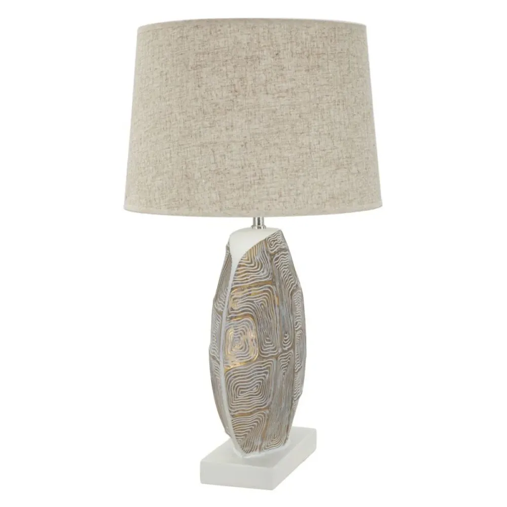 Lampe de table en résine beige avec motif géométrique en relief Mauro Ferretti