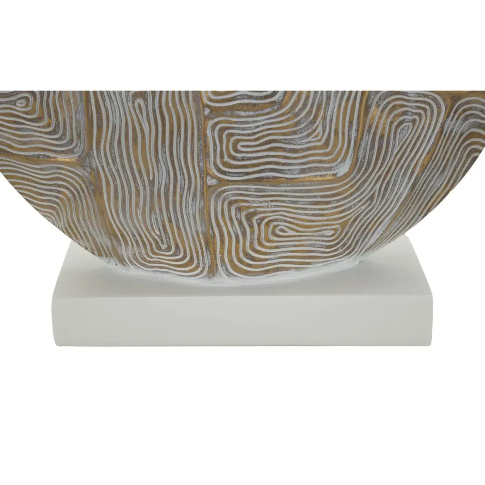 Lampe de table en résine beige avec motif géométrique en relief Mauro Ferretti