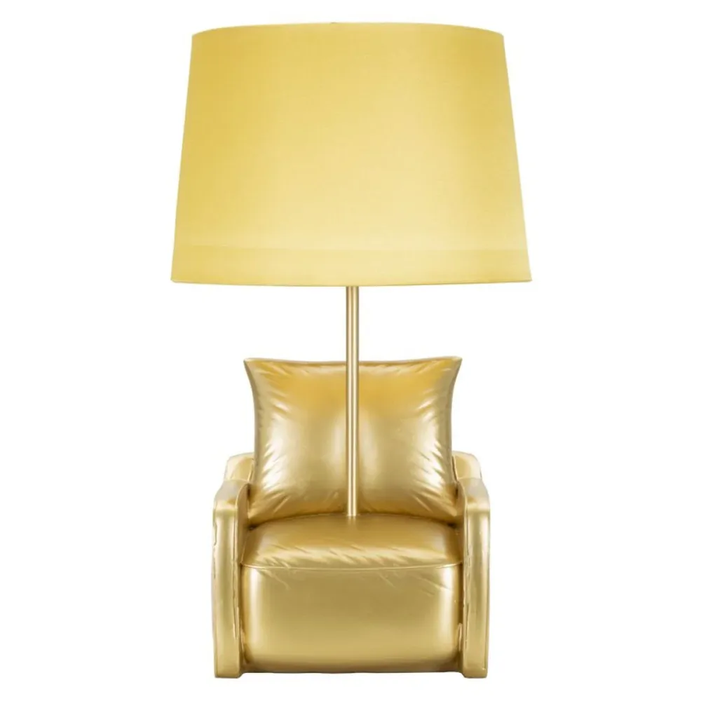 Lampe de table en résine pour fauteuil – Abat-jour jaune ocre Mauro Ferretti