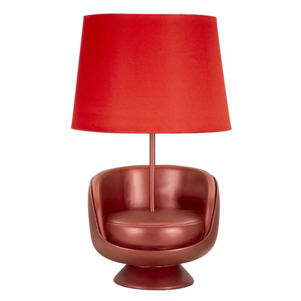 Lampe de table en résine rouge style fauteuil – Style vintage années 70 Mauro Ferretti