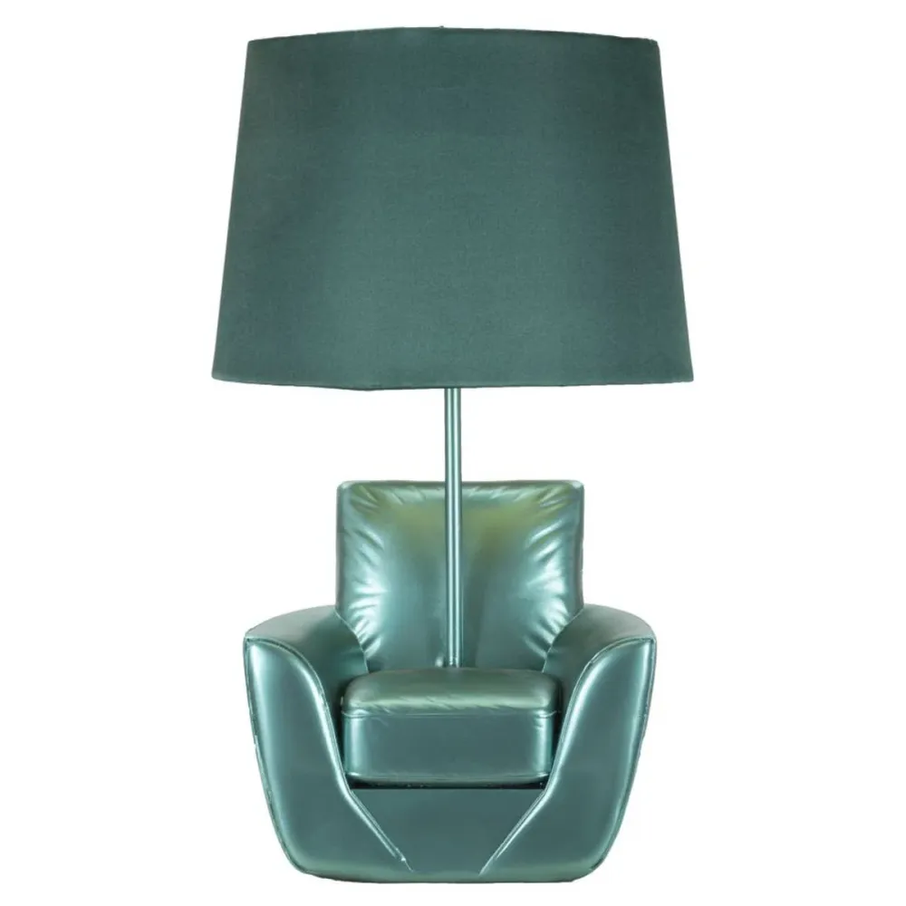 Lampe de table en résine turquoise inspirée d'un fauteuil – Design années 70 Mauro Ferretti