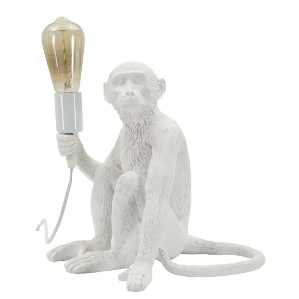 Mauro Ferretti table lamp monkey sitting white polyresin