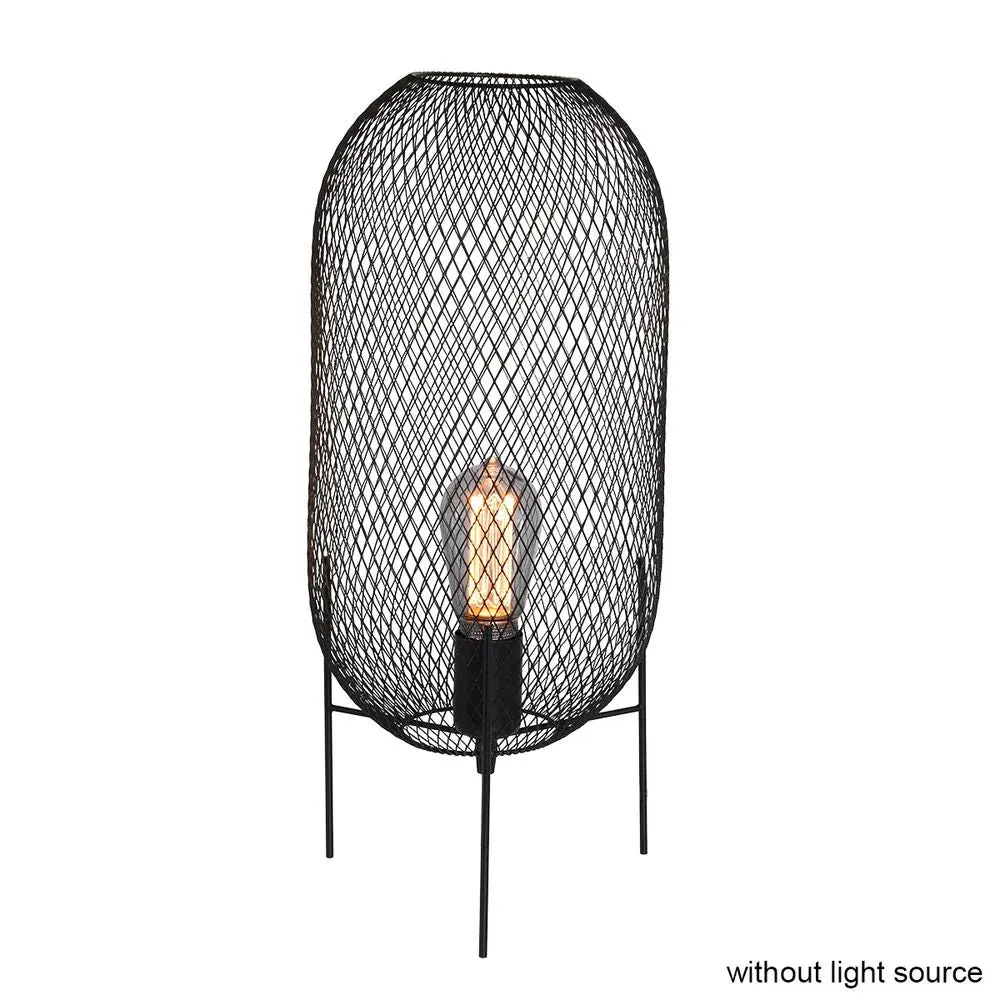 Lampe de table Mexlite Bodine 1L, métal noir, douille E27, hauteur 51 cm