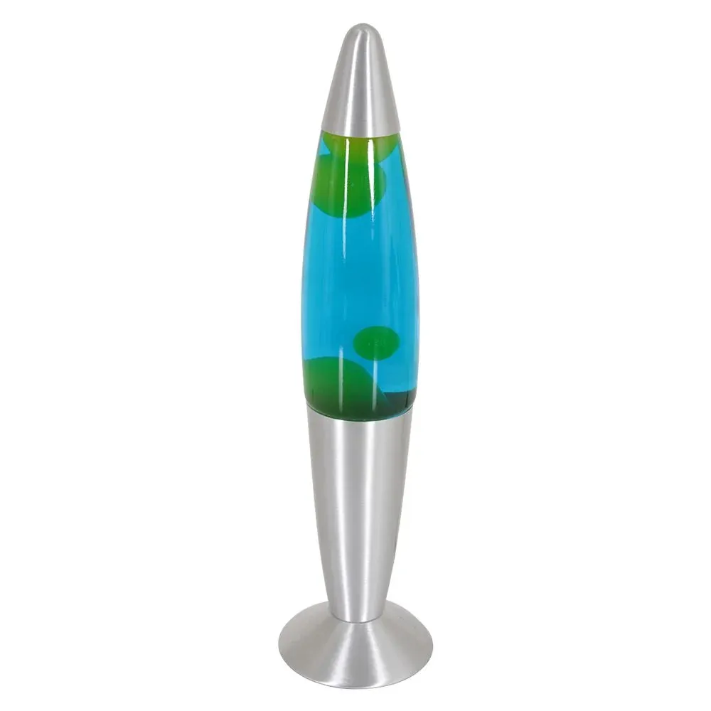 Lampe de table Mexlite Volcan 1L en verre, LED bleue, H 35 cm