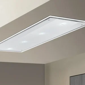 Plafonnier Airone P-001-FENICE - 90 cm - acier inoxydable-verre blanc - sans moteur